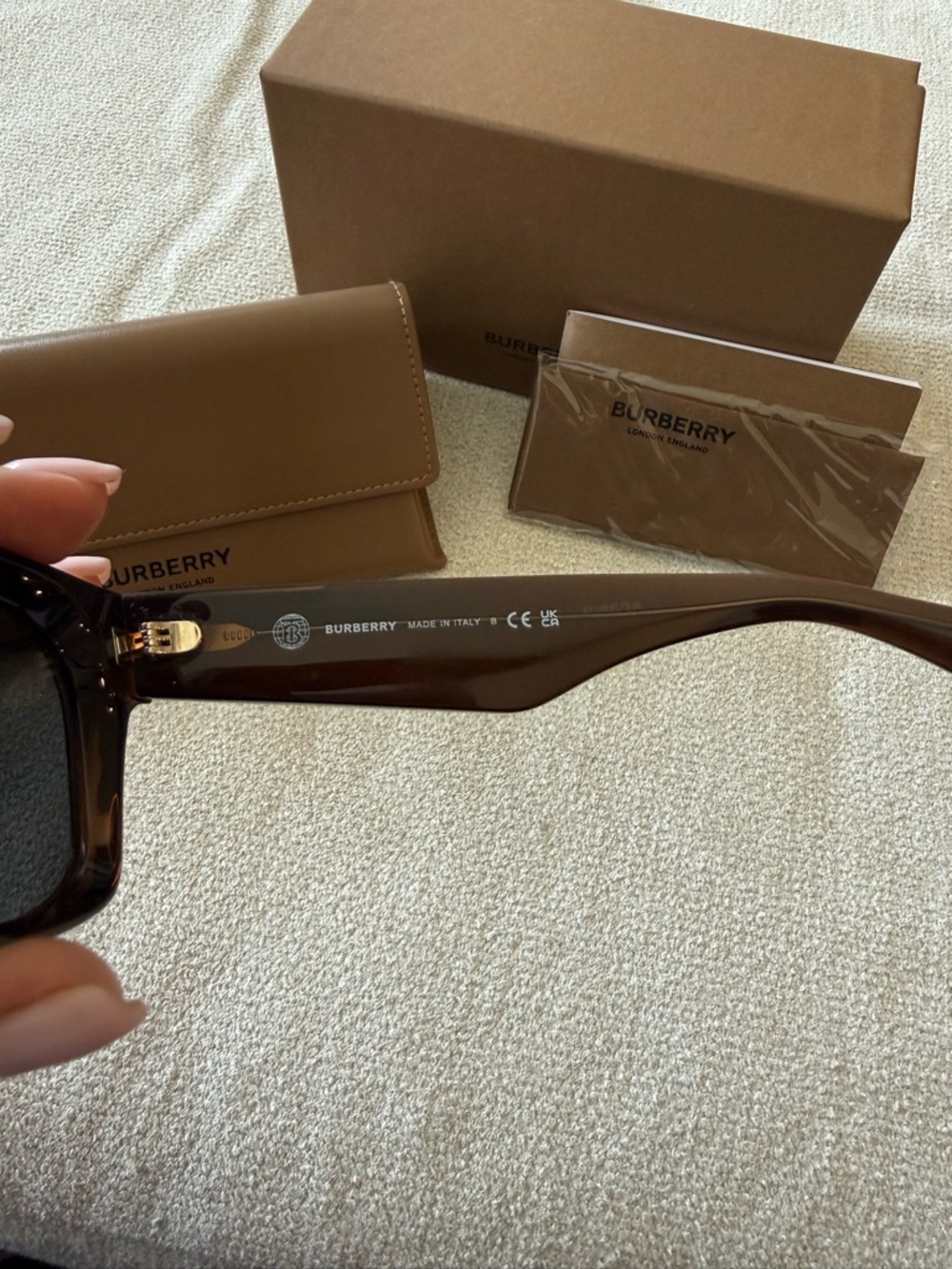 Burberry Brown Square Sunglasses with Dark Grey Lenses - Picture 5 of 8
